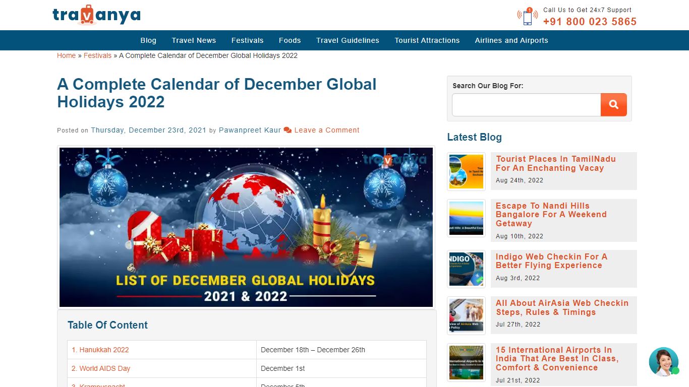 List of December Global Holidays and Festivities 2022 | Travanya